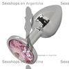 Plug de metal SMALL con joya rosa